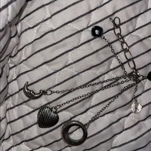 Silver Charm Bracelet with Heart and Moon